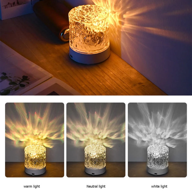 Crystal Lamp Water Ripple Projector Night Light Decoration  Sunset Lights Home Decor